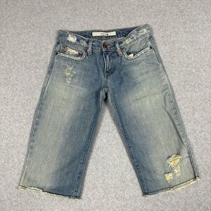 Joe's Jeans Bermuda Shorts Womens W 24 Light Wash Low Rise Distressed Blue Denim